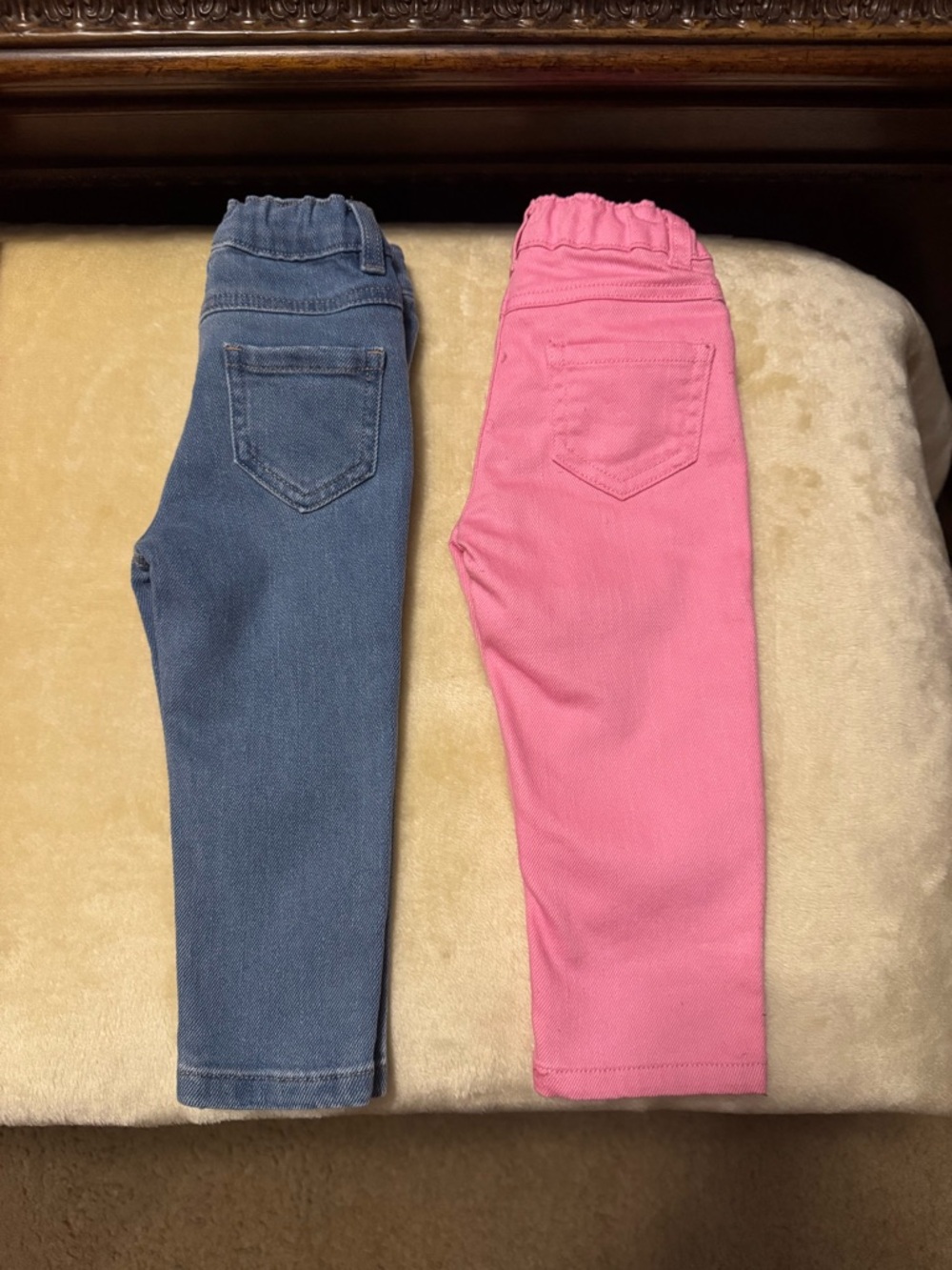 Kids Stretch Pull-On Jeans - Pink and Blue